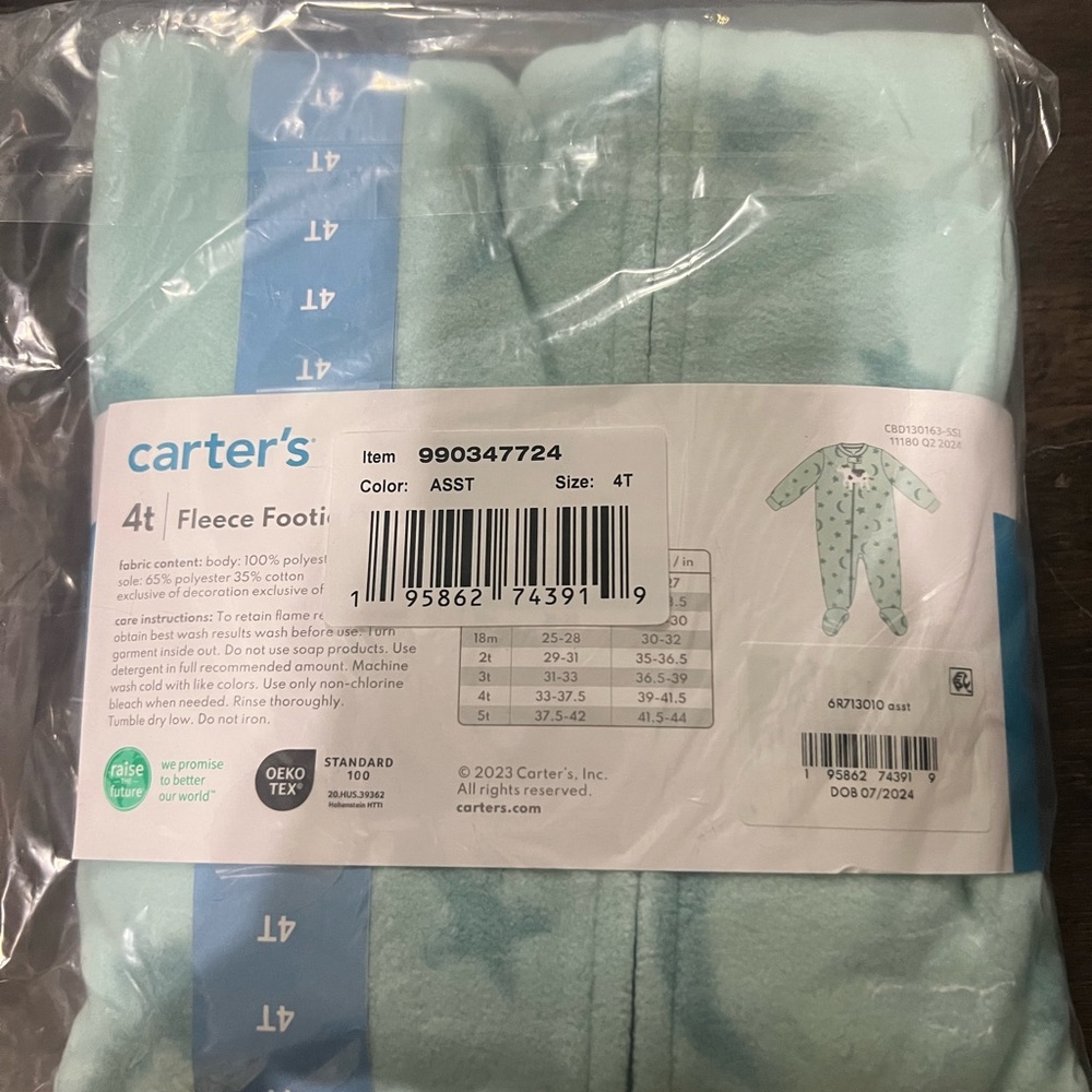Carter's Mint Fleece Footie Pajamas